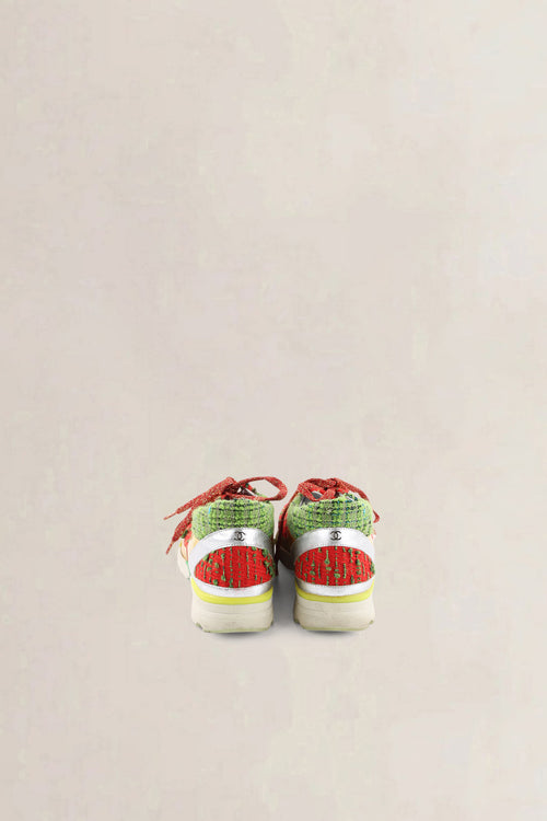 Chanel Multicolor Leather & Tweed CC Low Top Sneakers