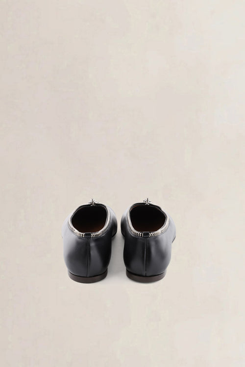 Giuseppe Zanotti Black Leather Oraine Flat Ballerina Shoes