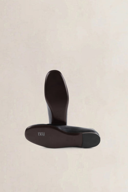 Giuseppe Zanotti Black Leather Oraine Flat Ballerina Shoes
