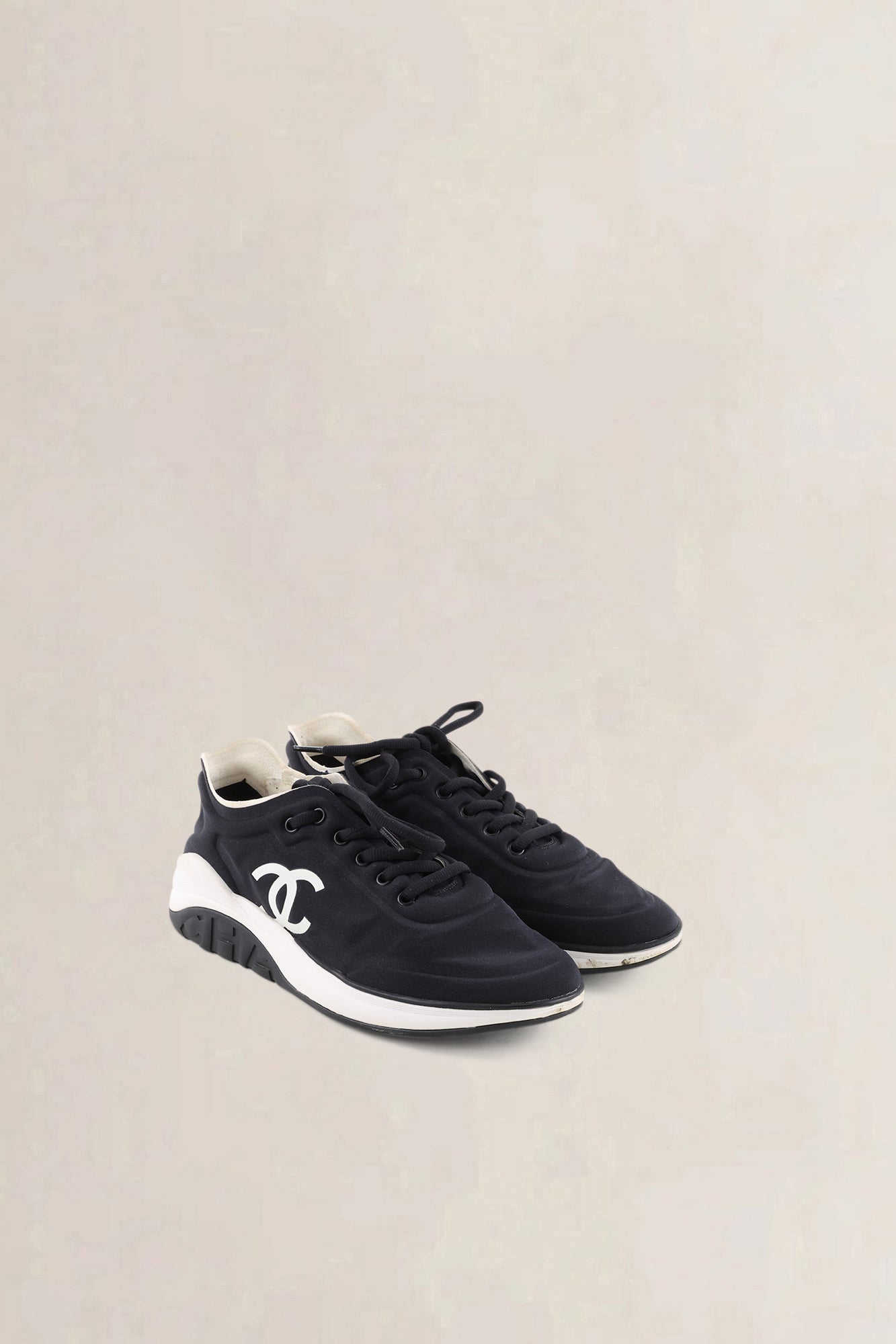 Chanel Black Lycra CC Logo Trainer Sneakers