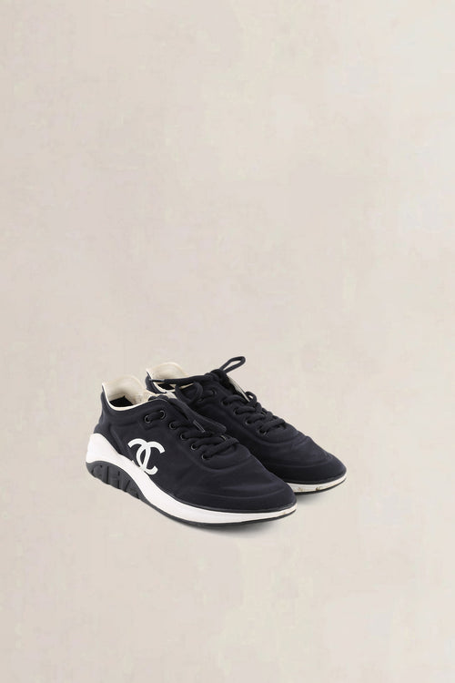 Chanel Black Lycra CC Logo Trainer Sneakers