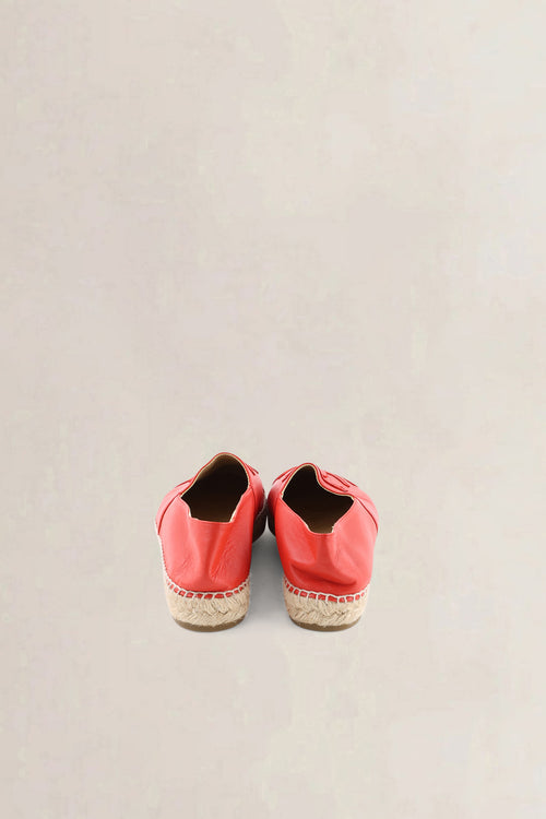 Chanel Red Leather CC Cap Toe Espadrilles