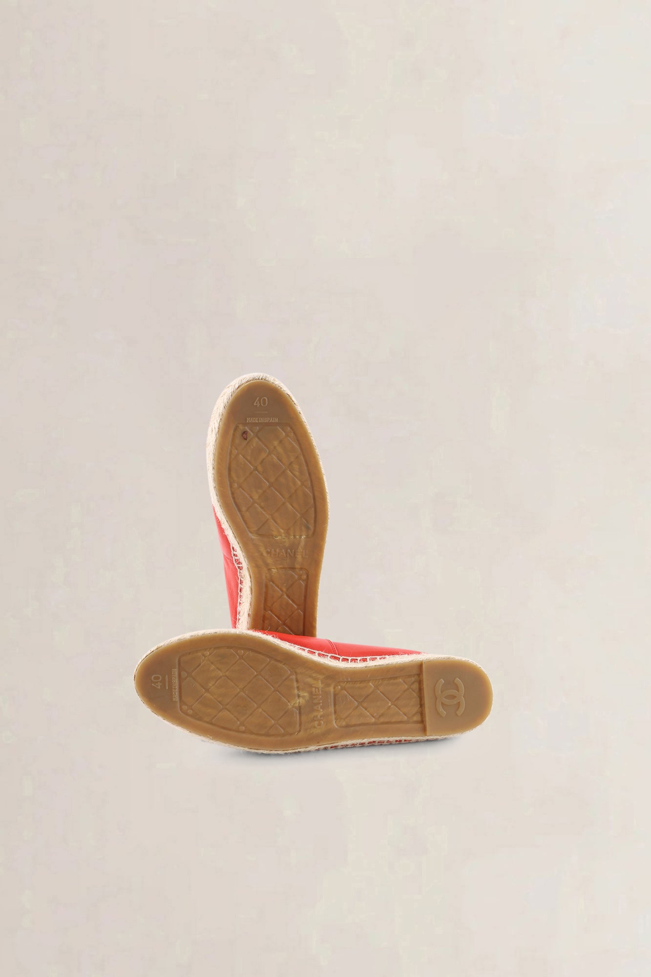 Chanel Red Leather CC Cap Toe Espadrilles — preloved
