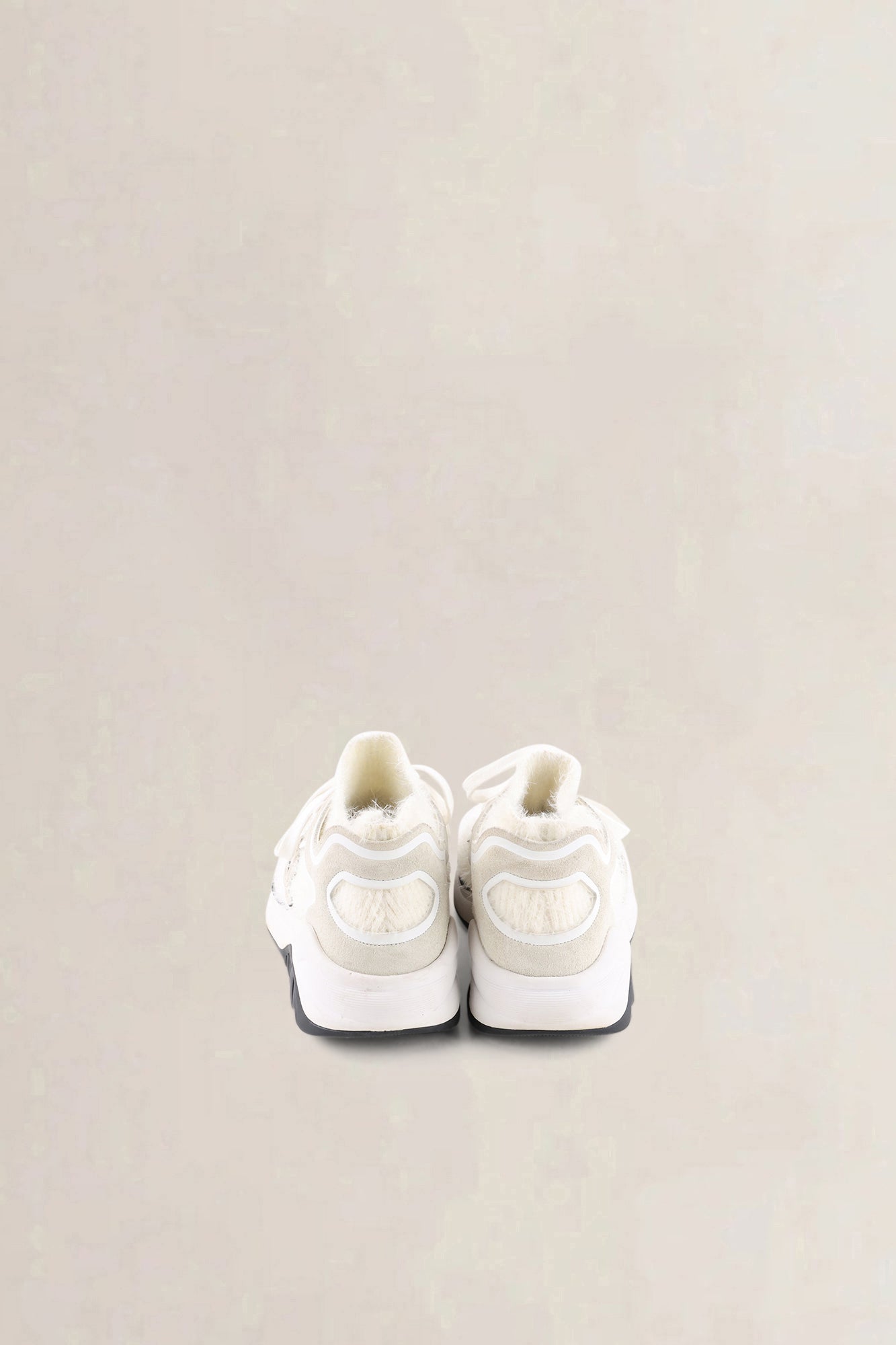 Chanel White Ribbed Mohair CC Sneakers
