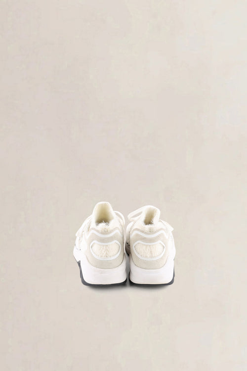 Chanel White Ribbed Mohair CC Sneakers