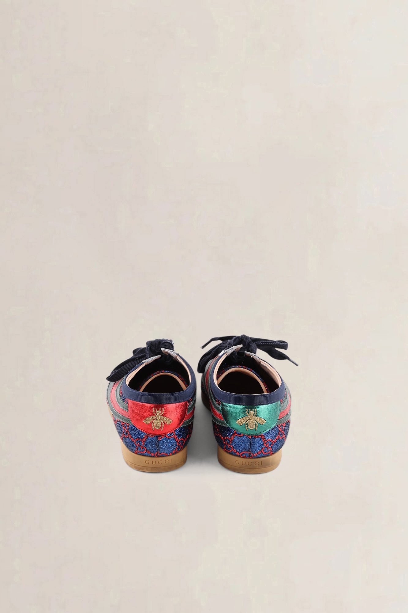 Gucci Iridescent Blue & Red Lurex Calfskin Web GG Monogram Falacer Sneakers