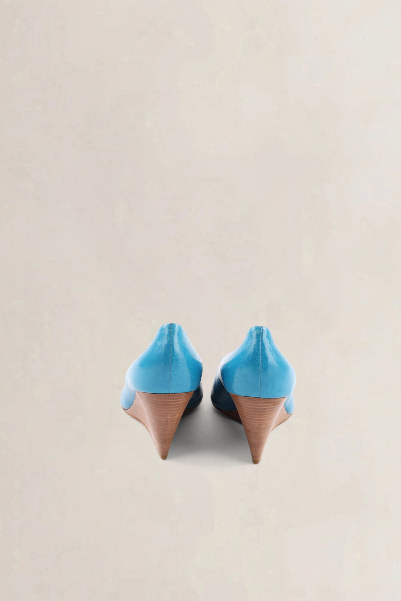 Giuseppe Zanotti Teal Patent Leather Peep-Toe Wedge Heels