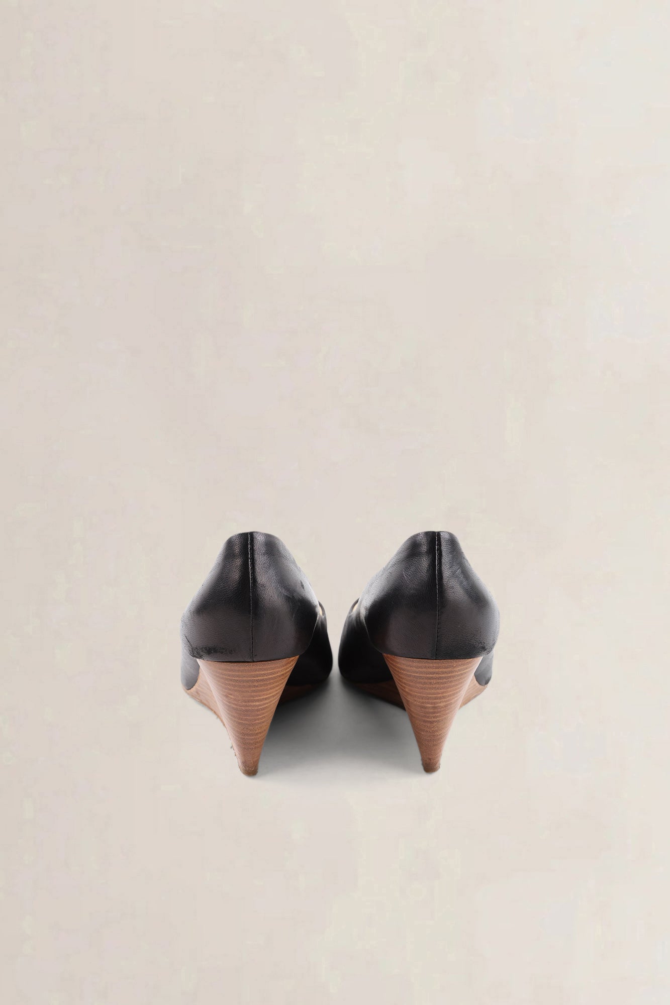 Giuseppe Zanotti Black Leather Peep-Toe Wedge Heels