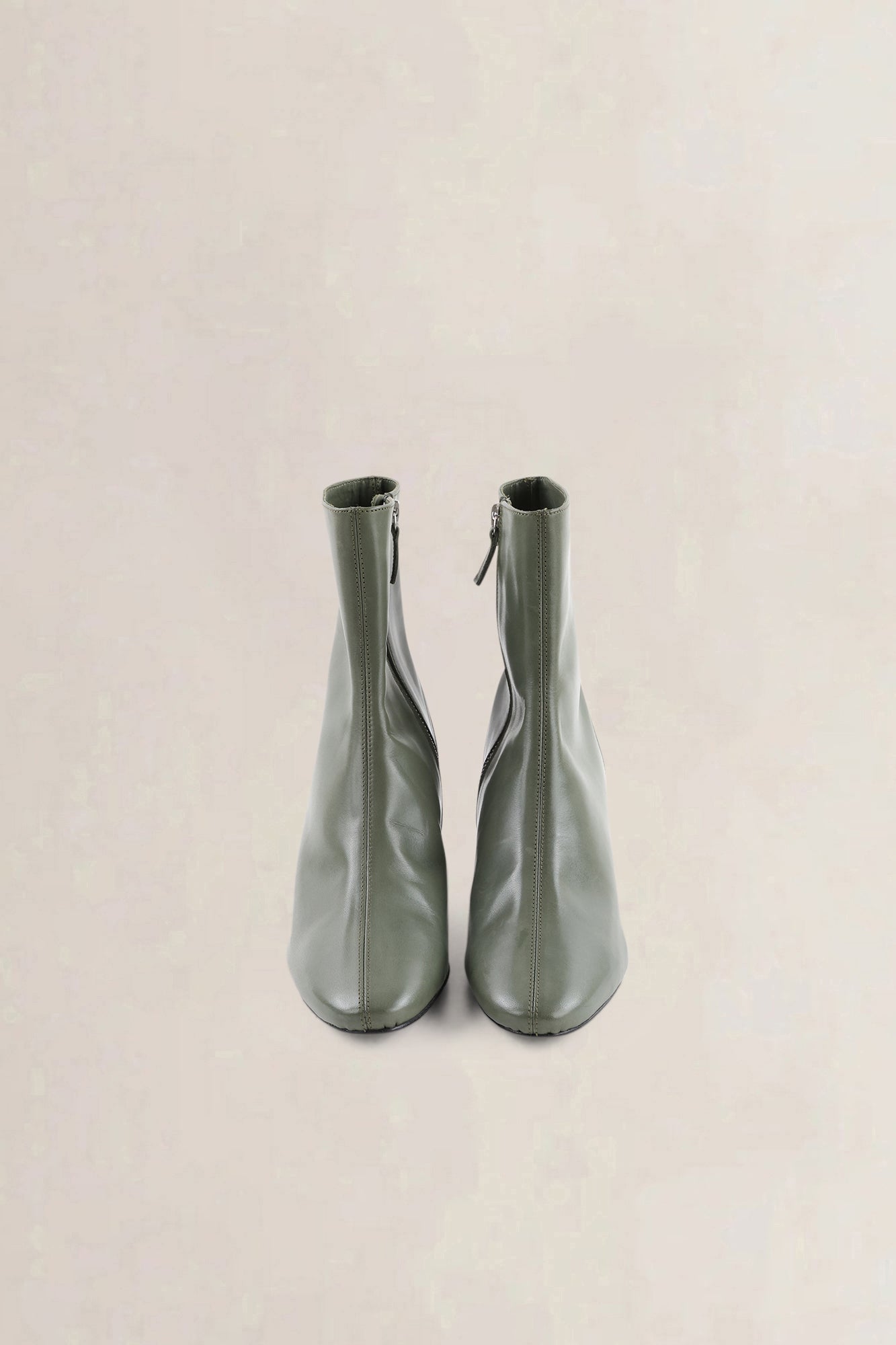 Roseanna Olive Green Leather Ankle Boots