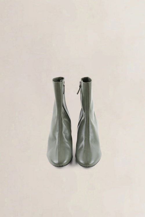Roseanna Olive Green Leather Ankle Boots