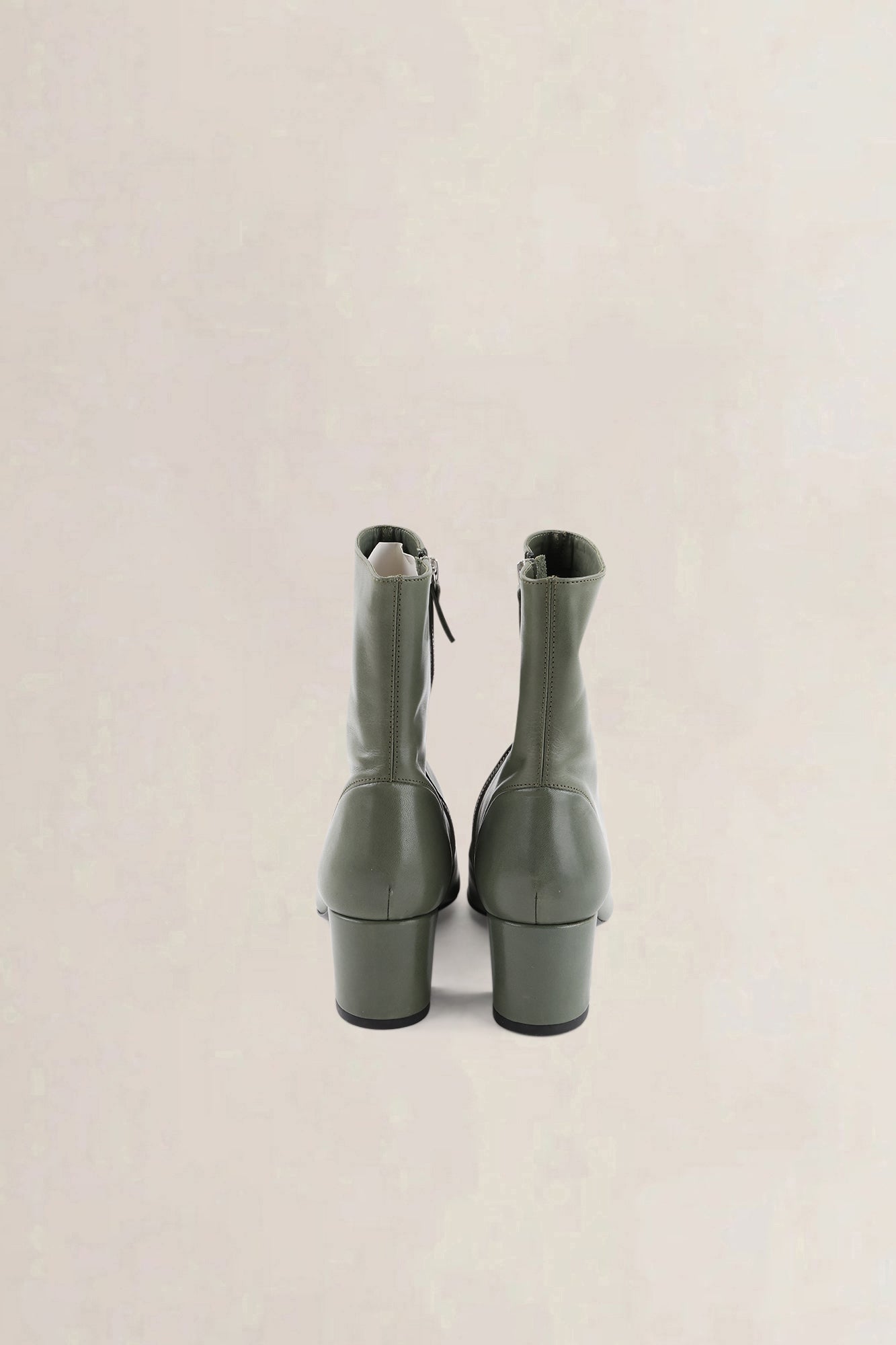 Roseanna Olive Green Leather Ankle Boots