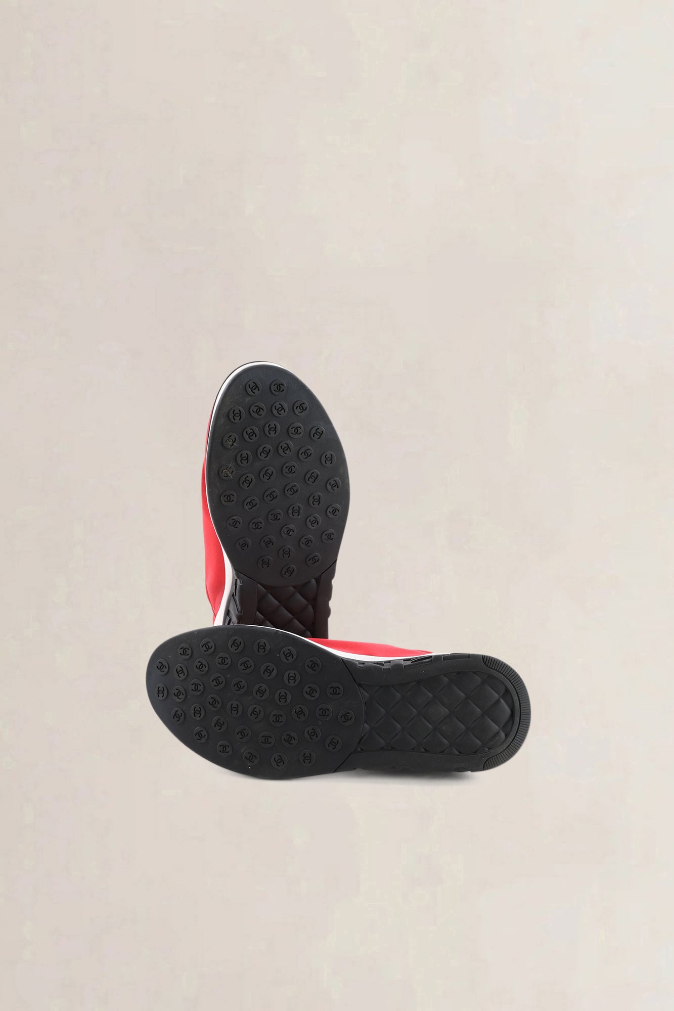 Chanel Red Acrylic CC Logo Sneakers