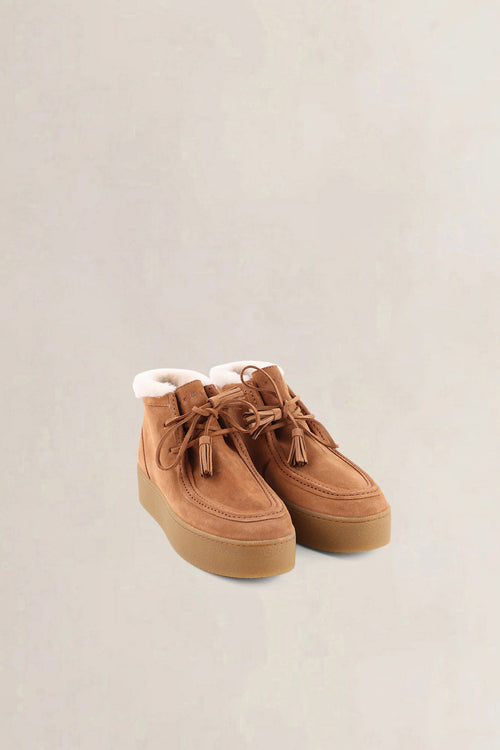 Hogan Caramel Brown Suede Ankle Boots