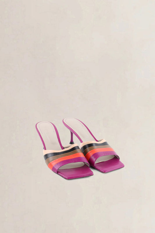 Morobé Multicolor Striped Leather Mule Sandals