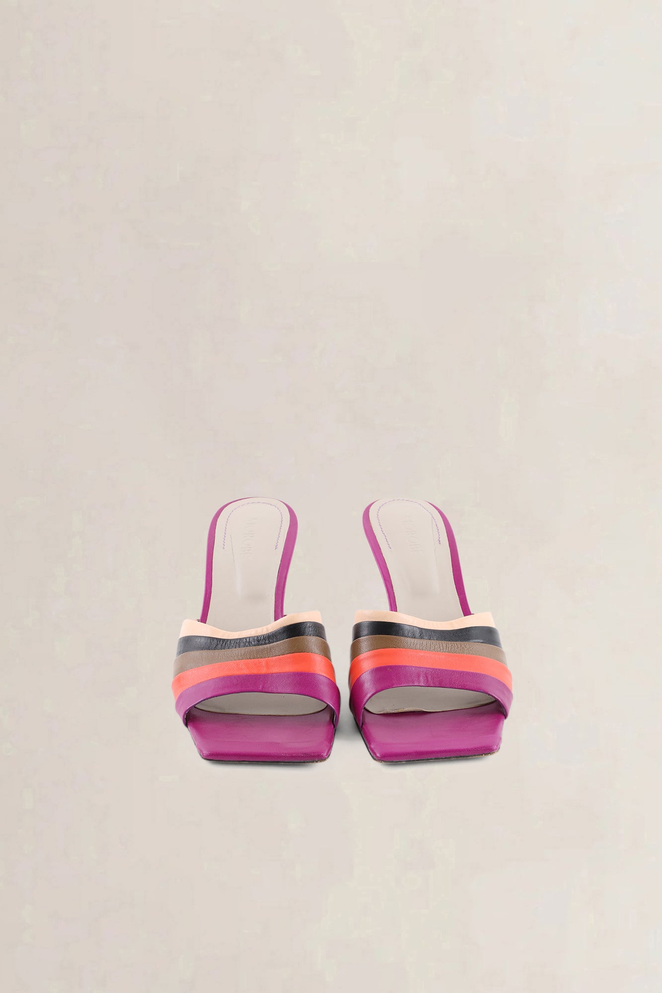 Morobé Multicolor Striped Leather Mule Sandals
