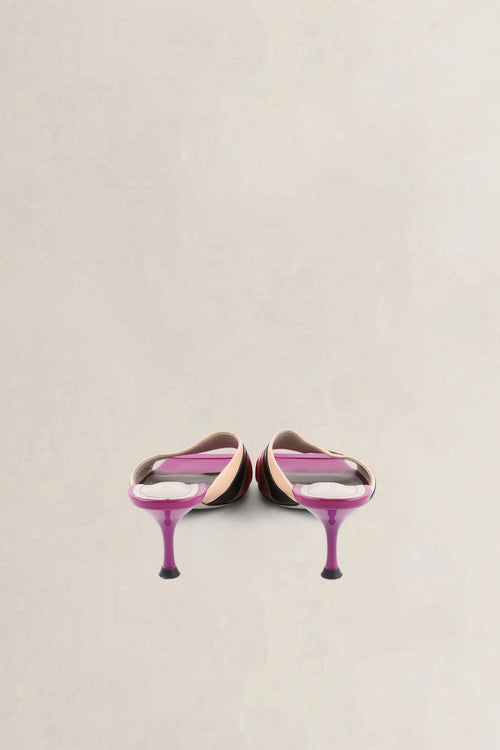 Morobé Multicolor Striped Leather Mule Sandals