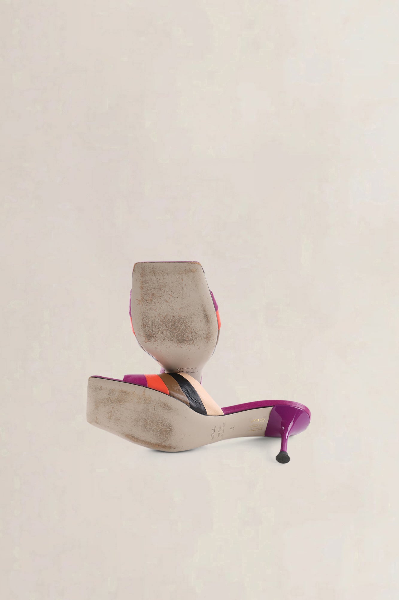 Morobé Multicolor Striped Leather Mule Sandals