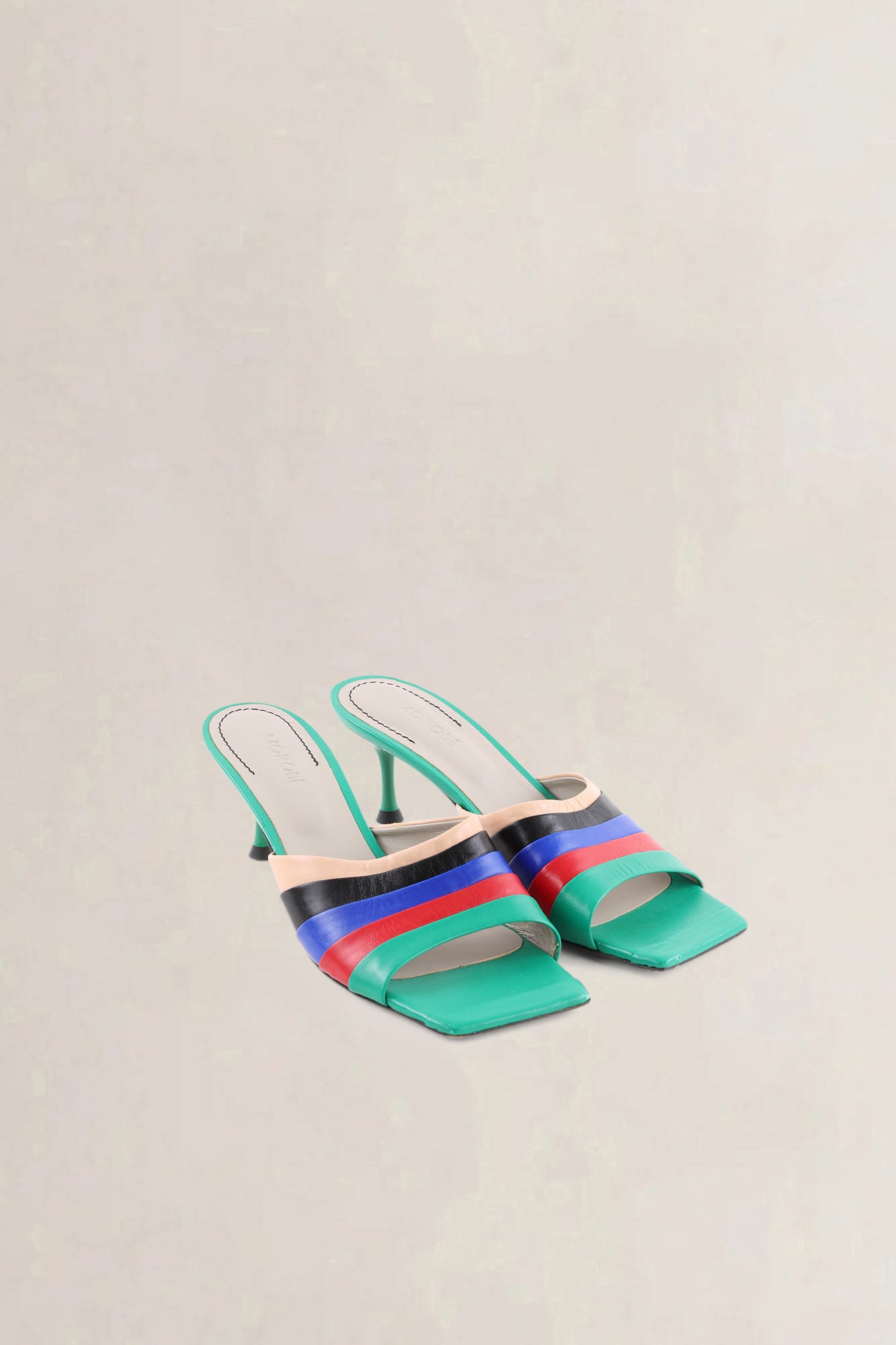 Morobé Multicolor Striped Leather Mule Sandals