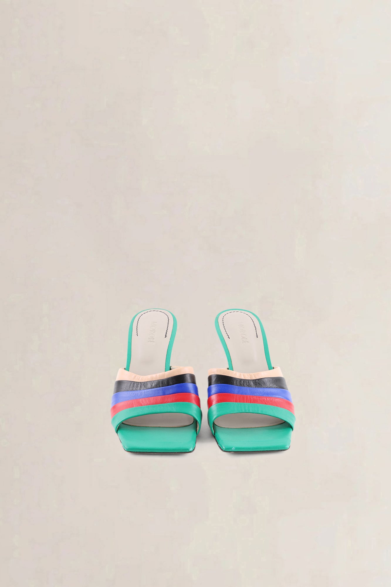 Morobé Multicolor Striped Leather Mule Sandals