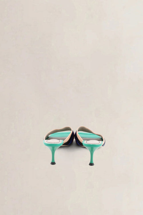 Morobé Multicolor Striped Leather Mule Sandals