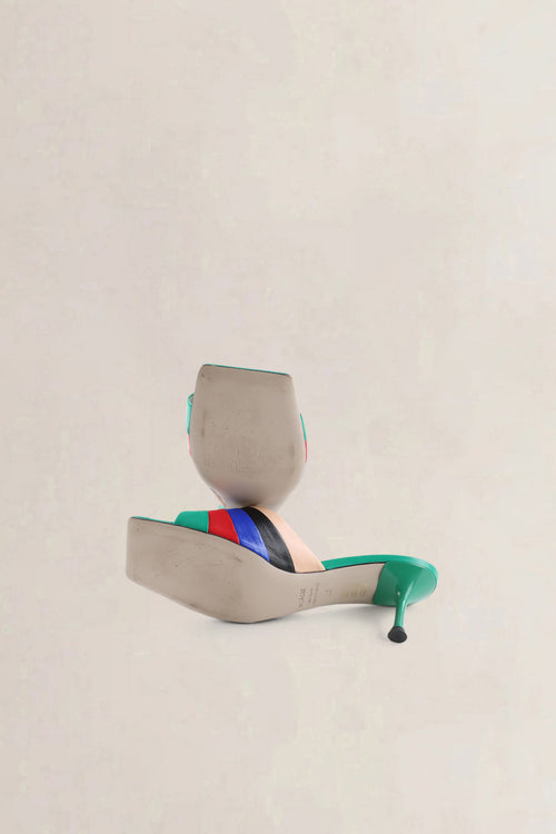 Morobé Multicolor Striped Leather Mule Sandals