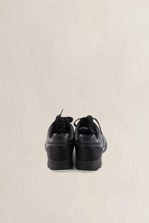 Chanel Black Leather CC Logo Sneakers