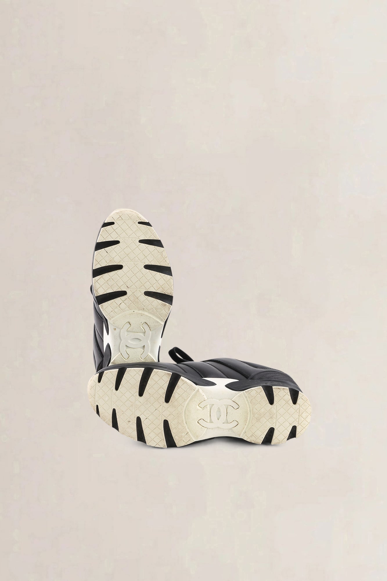 Chanel Black Leather CC Logo Sneakers