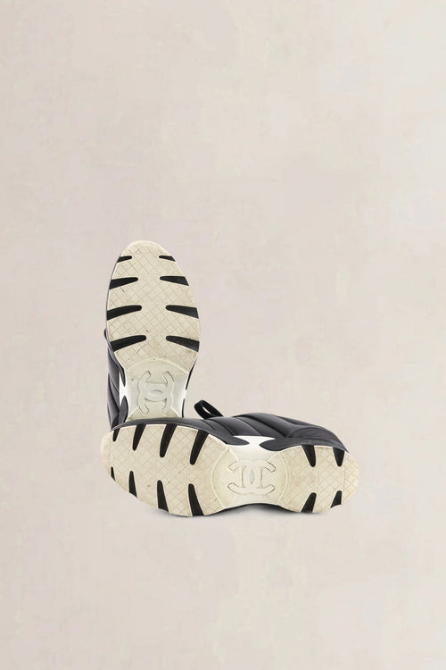 Chanel Black Leather CC Logo Sneakers
