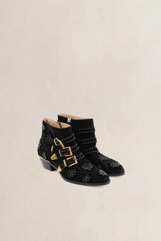 Chloé Black Velvet Susanna Boots