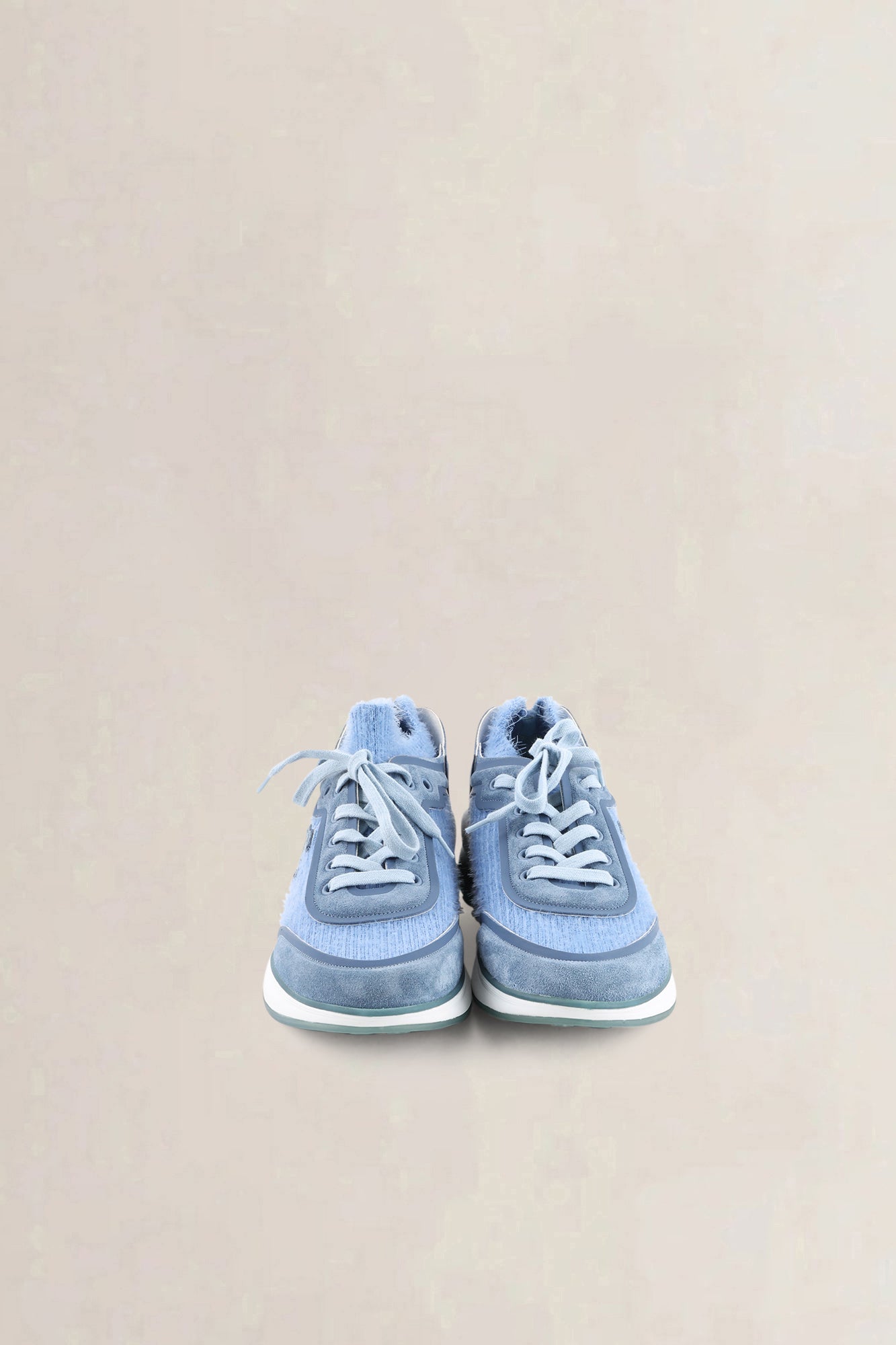 Chanel Blue & White Interlocking CC Logo Fabric & Suede Sneakers