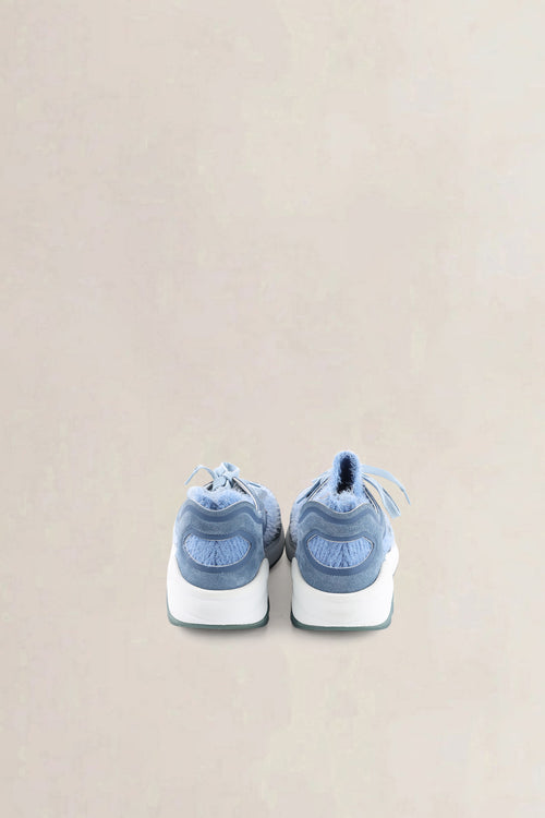 Chanel Blue & White Interlocking CC Logo Fabric & Suede Sneakers