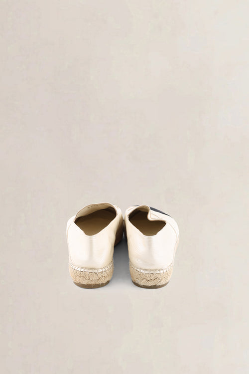 Chanel White & Black Leather Espadrilles