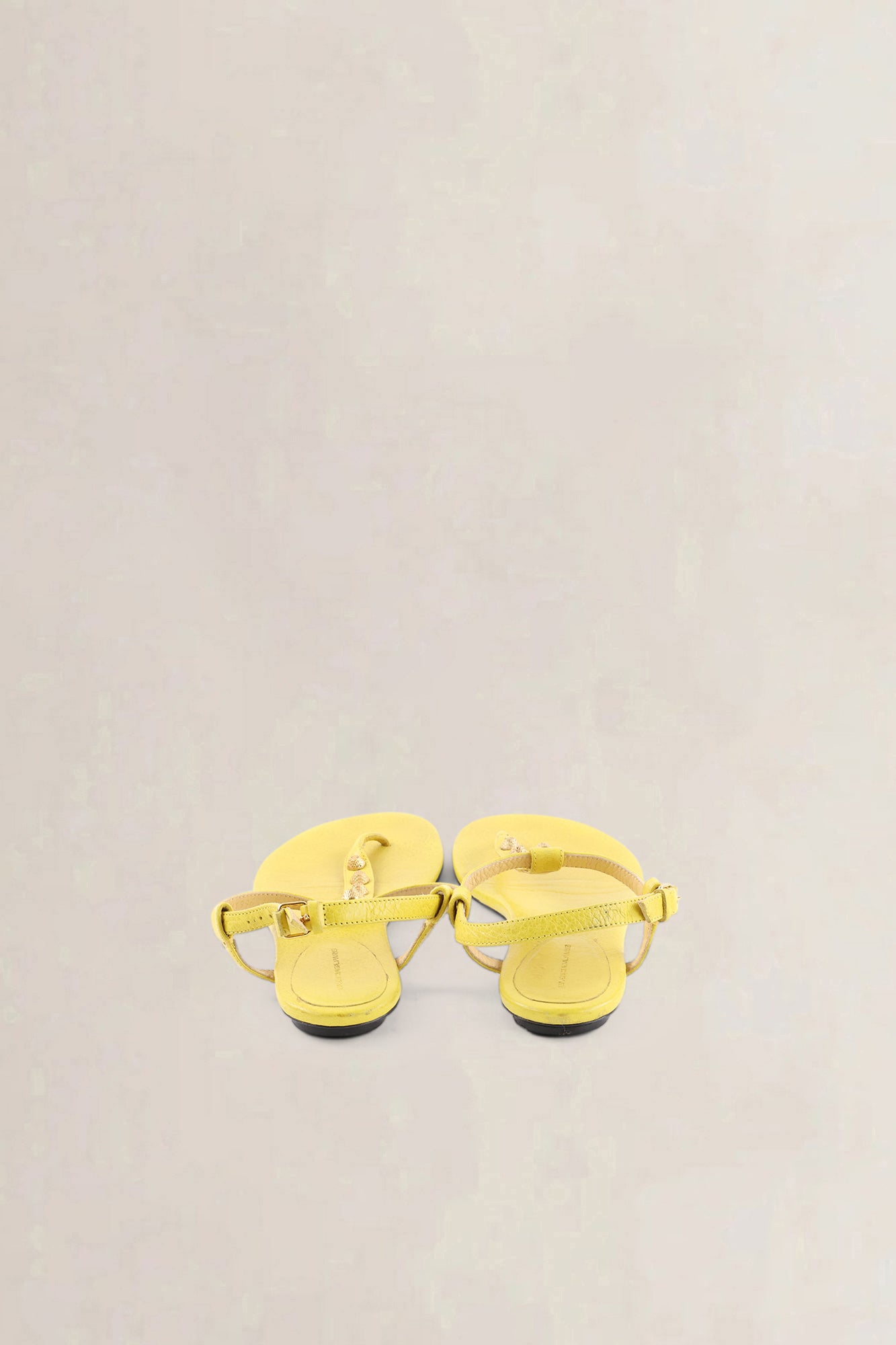 Balenciaga Yellow Leather Arena Studded Thong Sandals
