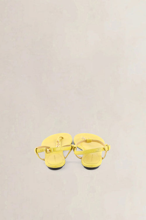 Balenciaga Yellow Leather Arena Studded Thong Sandals
