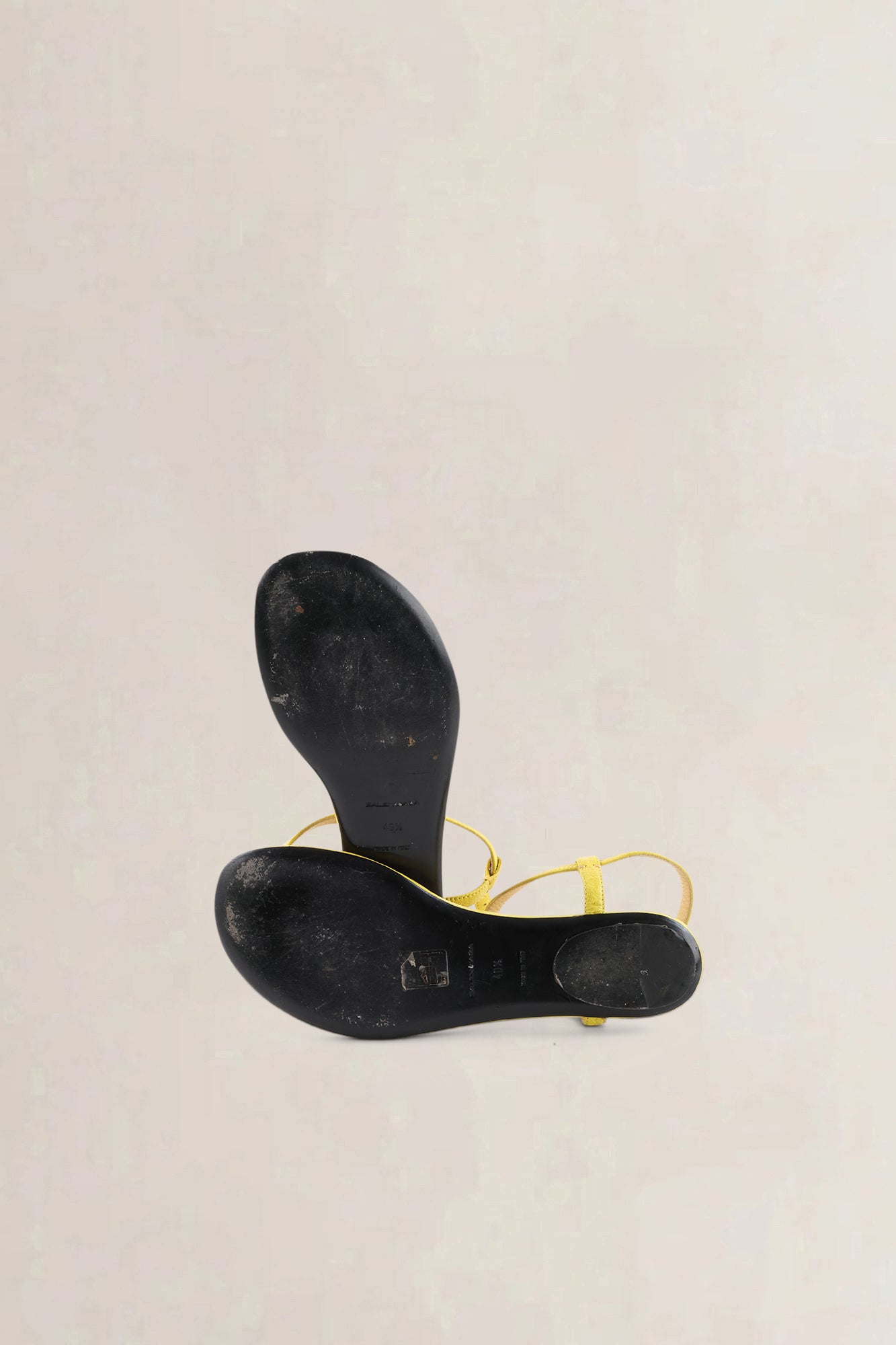 Balenciaga Yellow Leather Arena Studded Thong Sandals