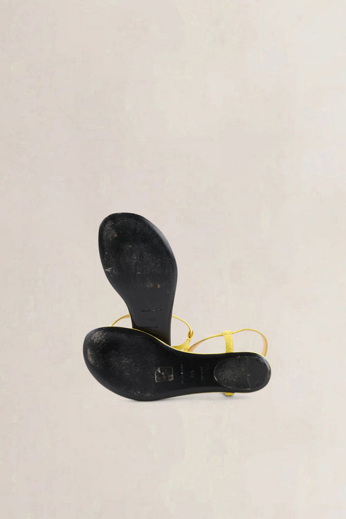 Balenciaga Yellow Leather Arena Studded Thong Sandals