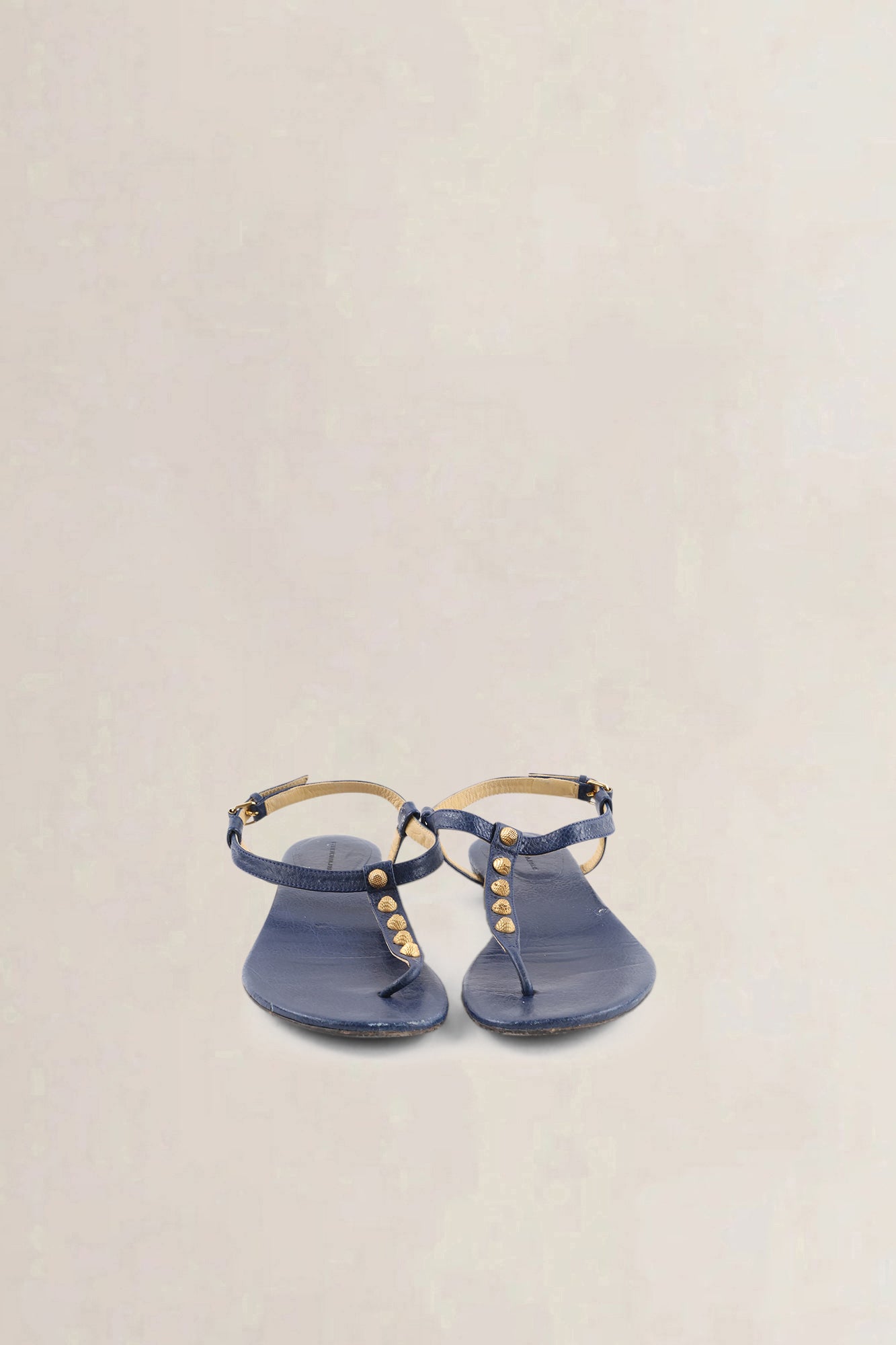 Balenciaga Blue Studded Leather Arena Thong Sandals