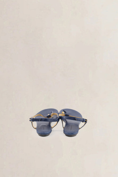 Balenciaga Blue Studded Leather Arena Thong Sandals