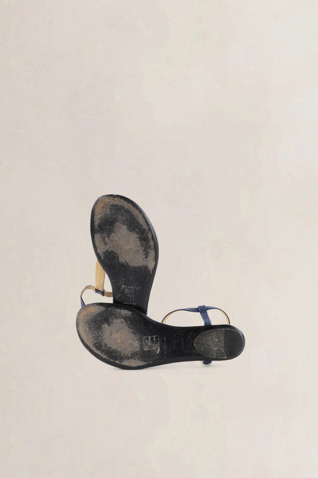 Balenciaga Blue Studded Leather Arena Thong Sandals
