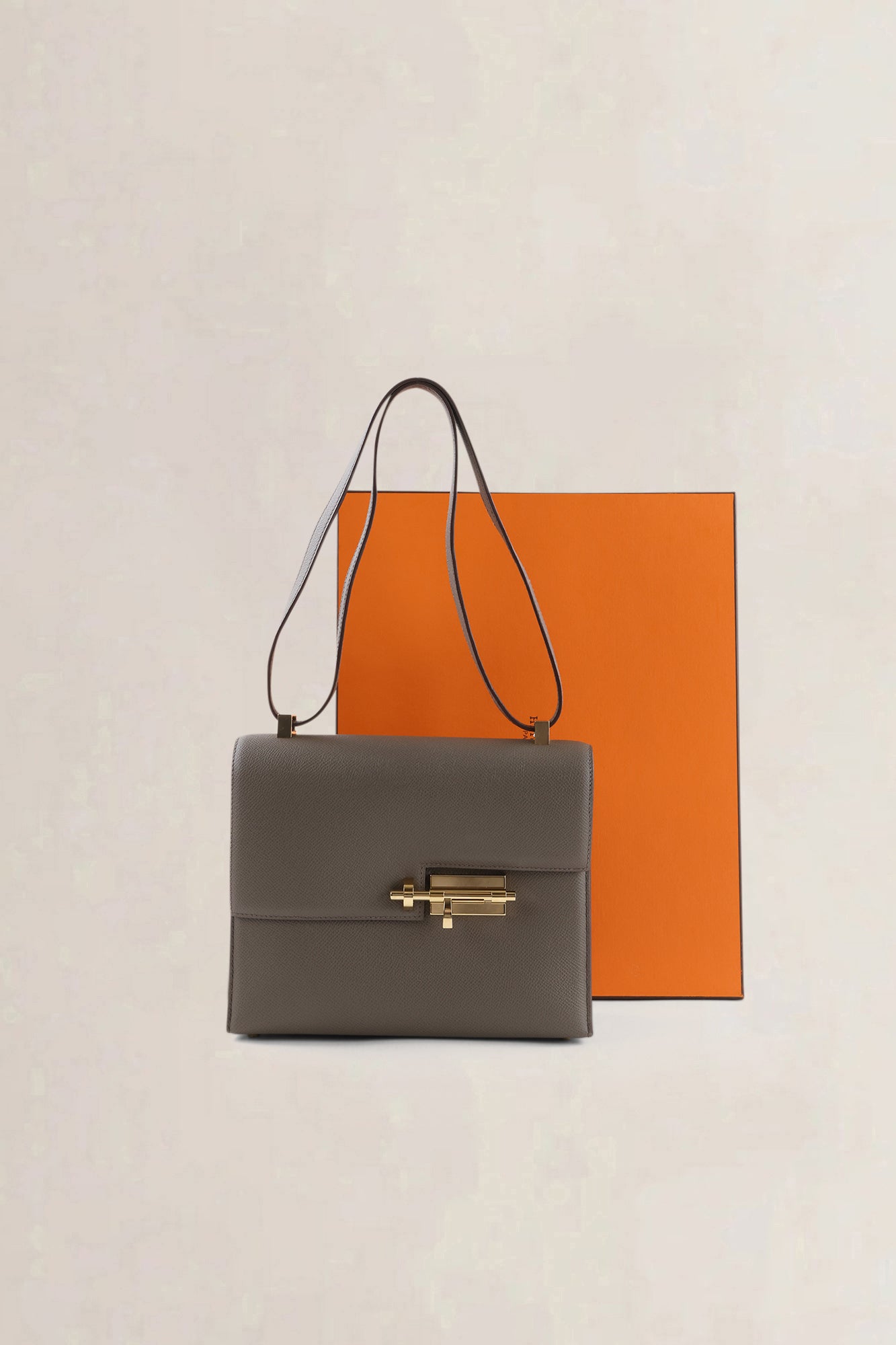 Hermès Etoupe Epsom Leather Verrou 21 Shoulder Bag