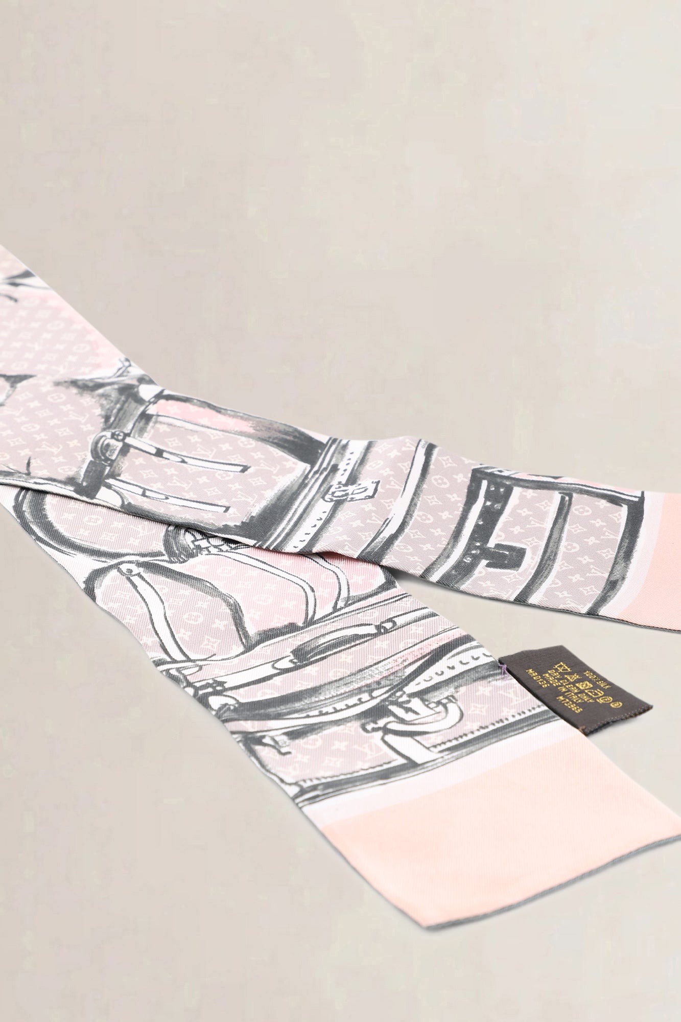 Louis Vuitton Pink & Grey Monogram Silk Scarf