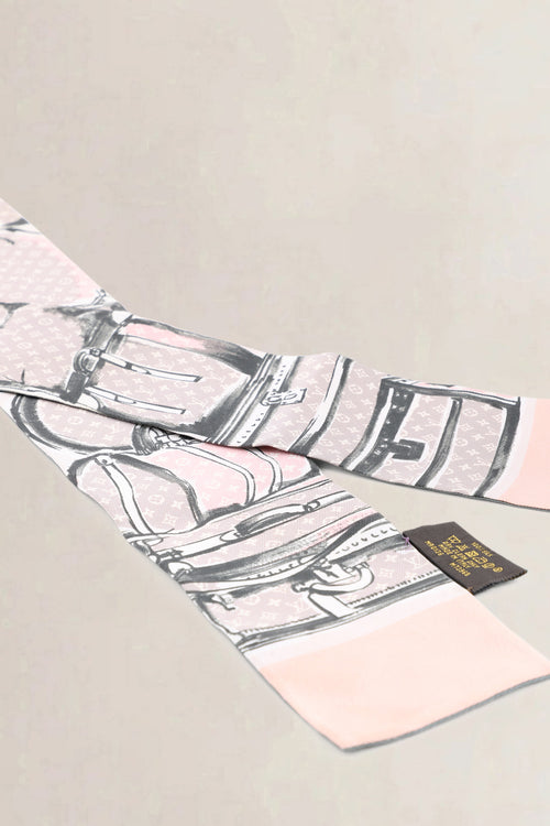 Louis Vuitton Pink & Grey Monogram Silk Scarf