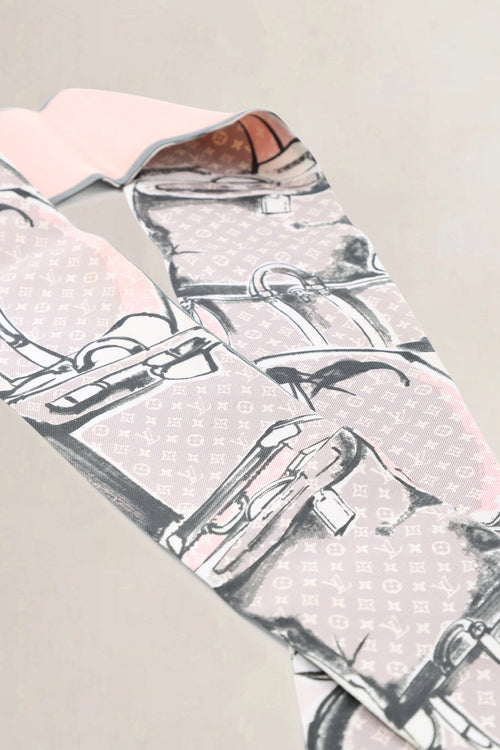 Louis Vuitton Pink & Grey Monogram Silk Scarf