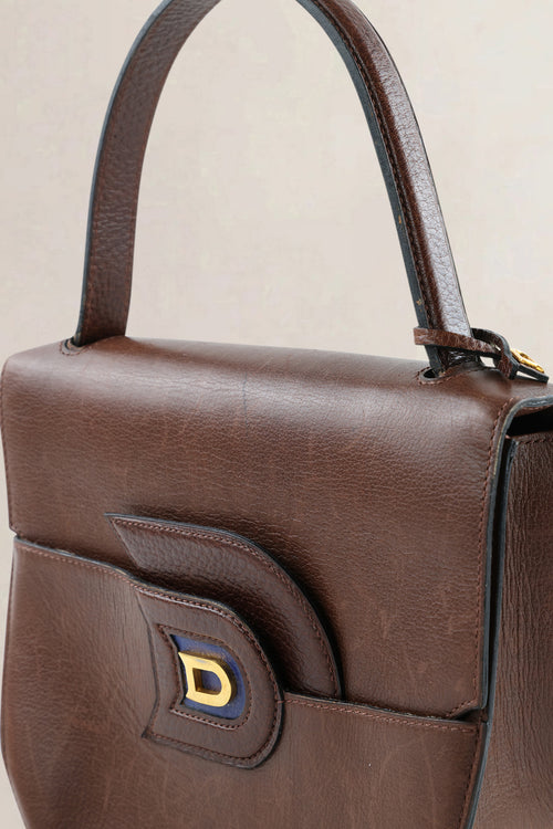 Delvaux Brown Leather Top Handle Bag