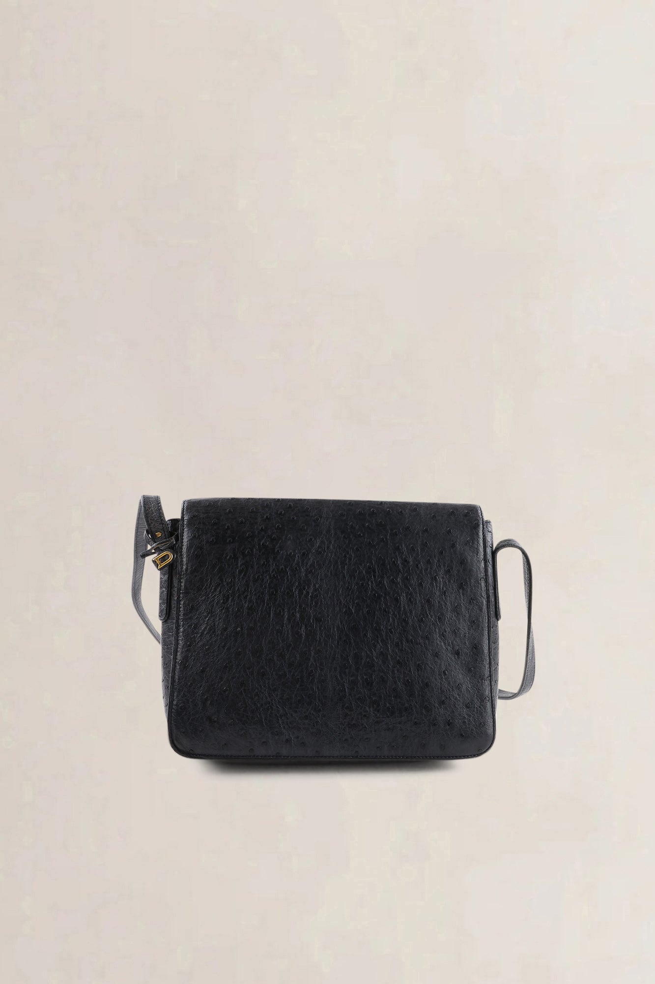 Delvaux Black Ostrich Leather Crossbody Bag