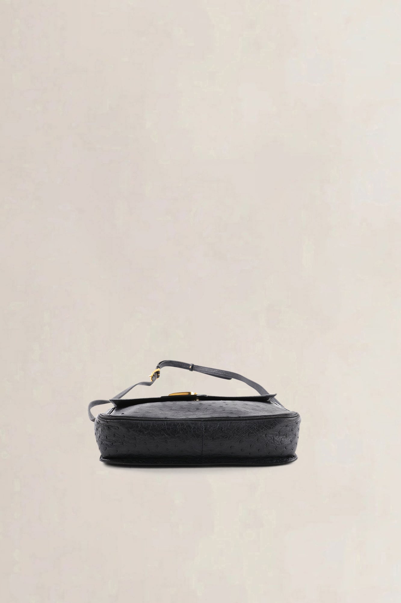 Delvaux Black Ostrich Leather Crossbody Bag
