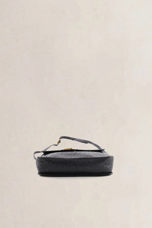 Delvaux Black Ostrich Leather Crossbody Bag