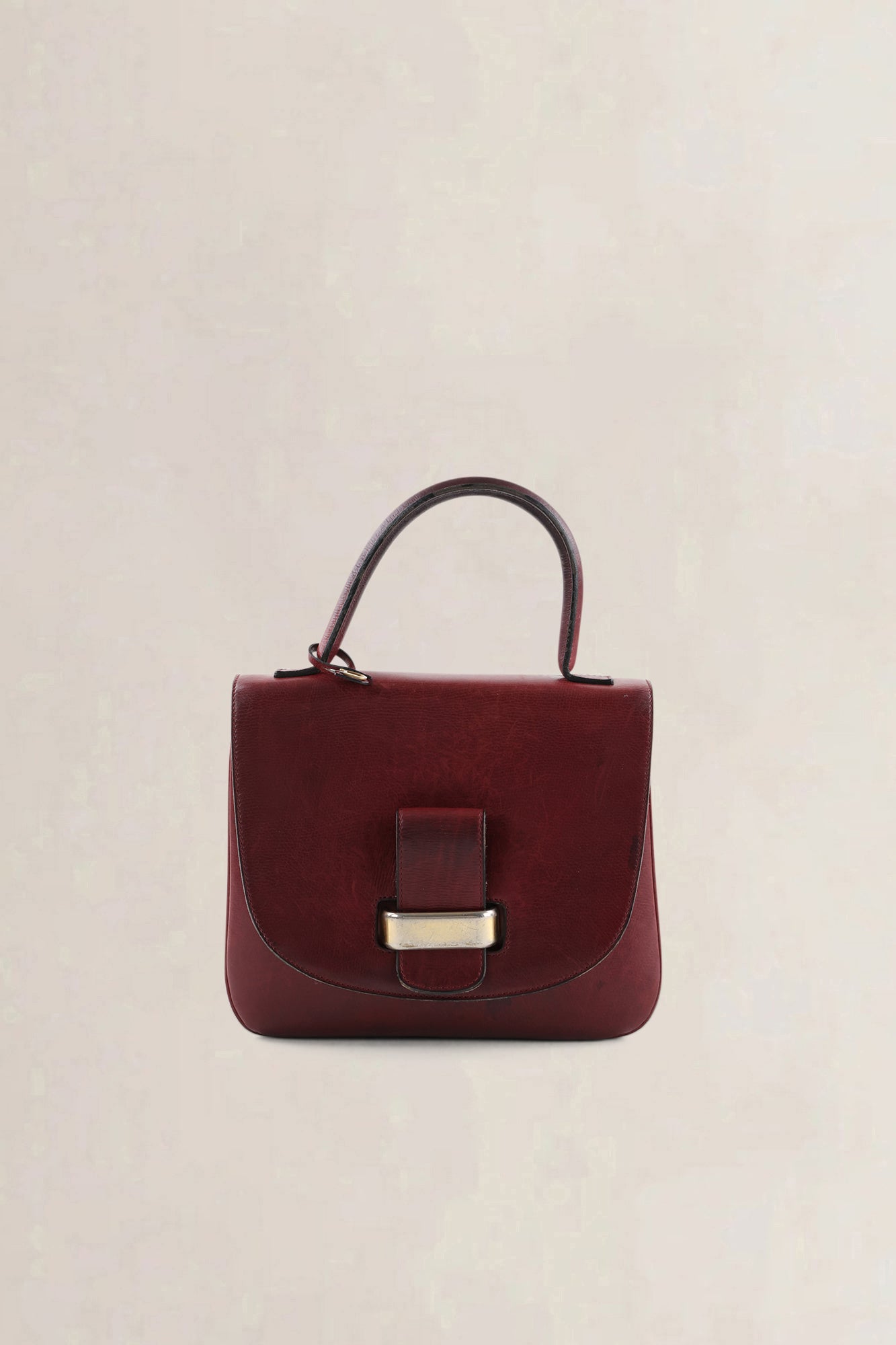 Delvaux Burgundy Leather Top Handle Bag
