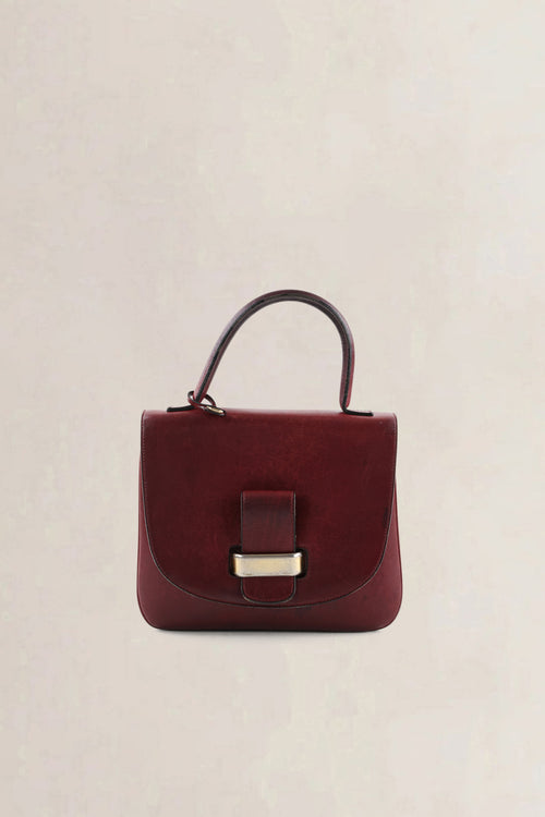 Delvaux Burgundy Leather Top Handle Bag