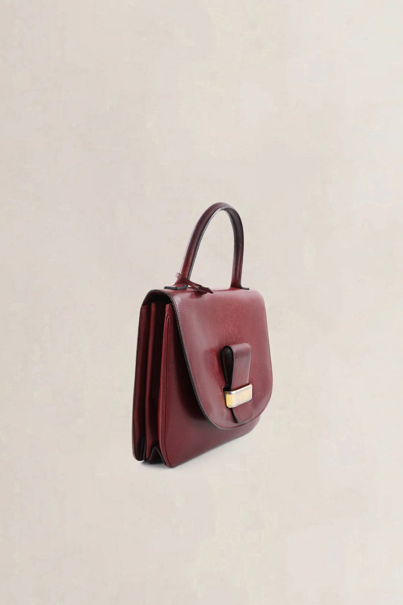 Delvaux Burgundy Leather Top Handle Bag